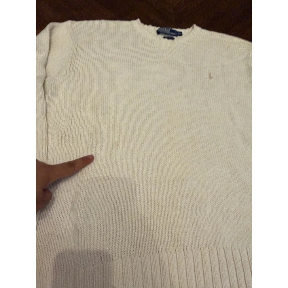 Polo Ralph Lauren Linen Cotton Sweater‎ Mens XXL Cream Shaker Knit Pony Logo
